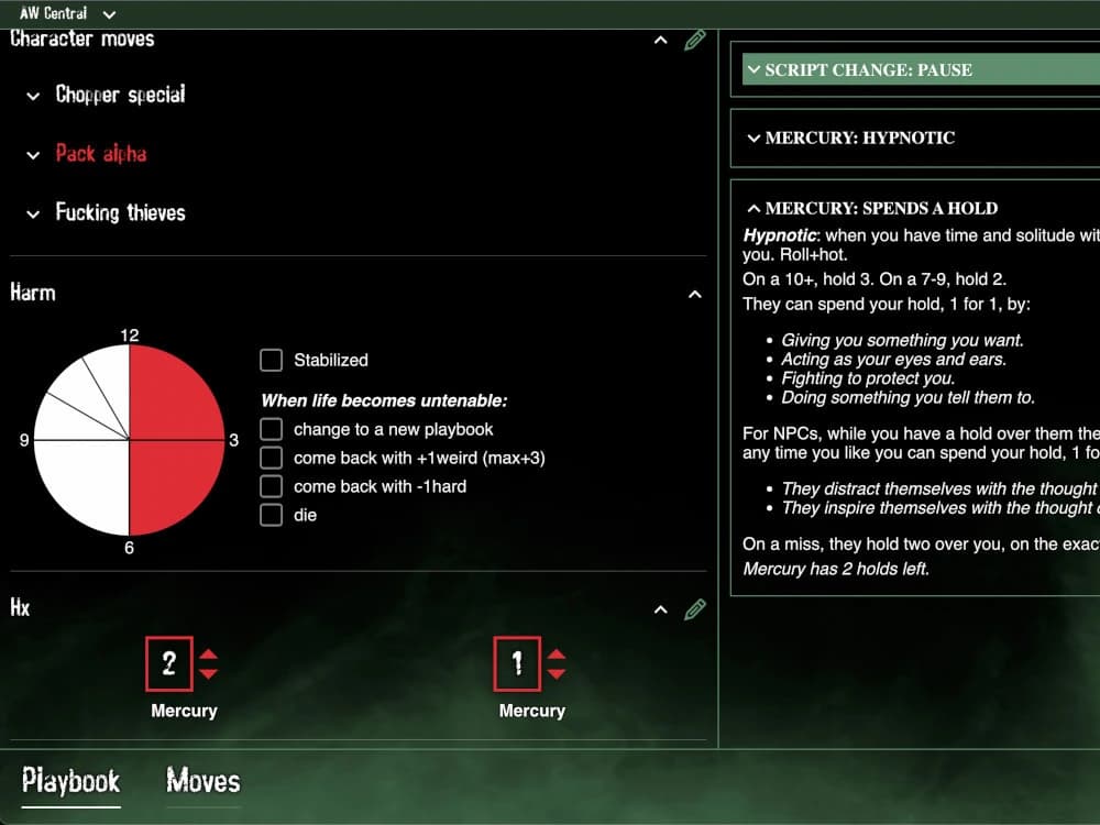AW Central main player's page screenshot