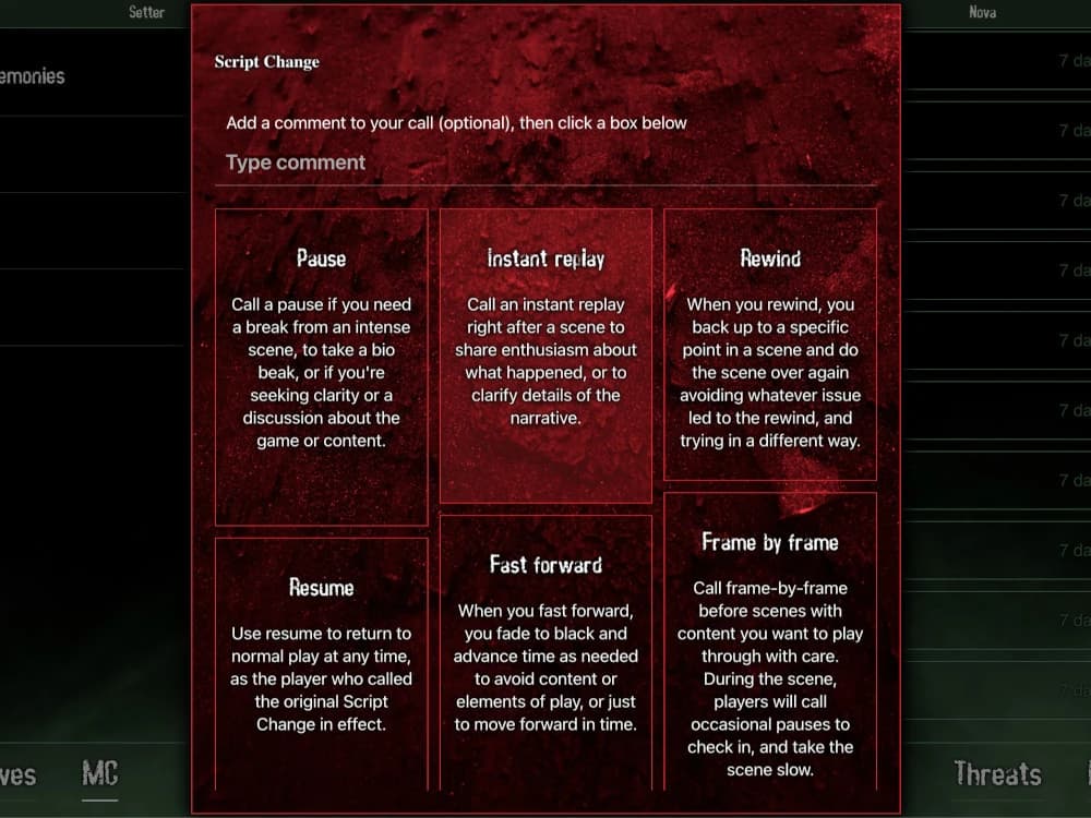 AW Central Script Change dialog screenshot