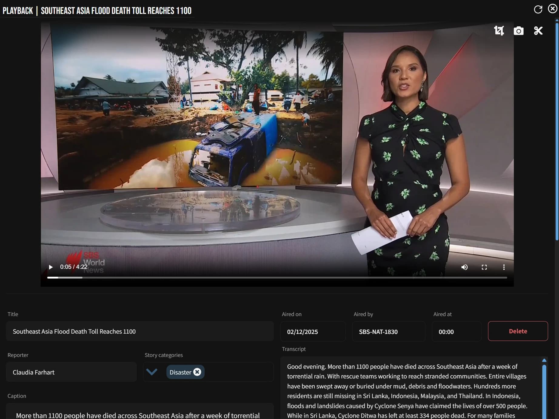 Close up of Newsie story detail page